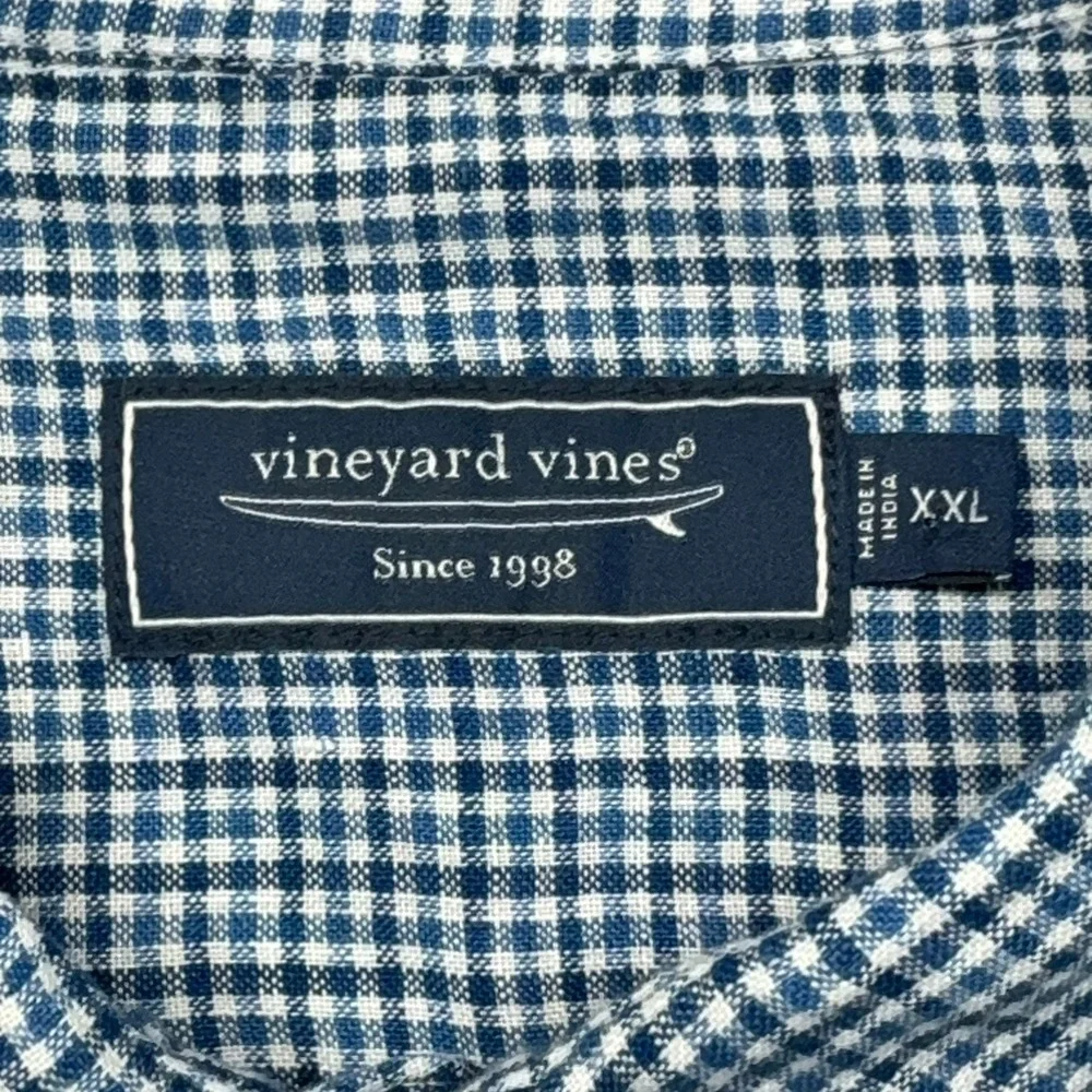 Vineyard Vines Tattersall 100% Linen Shirt Mens XXL Blue Gingham Long Sleeve - Picture 5 of 10